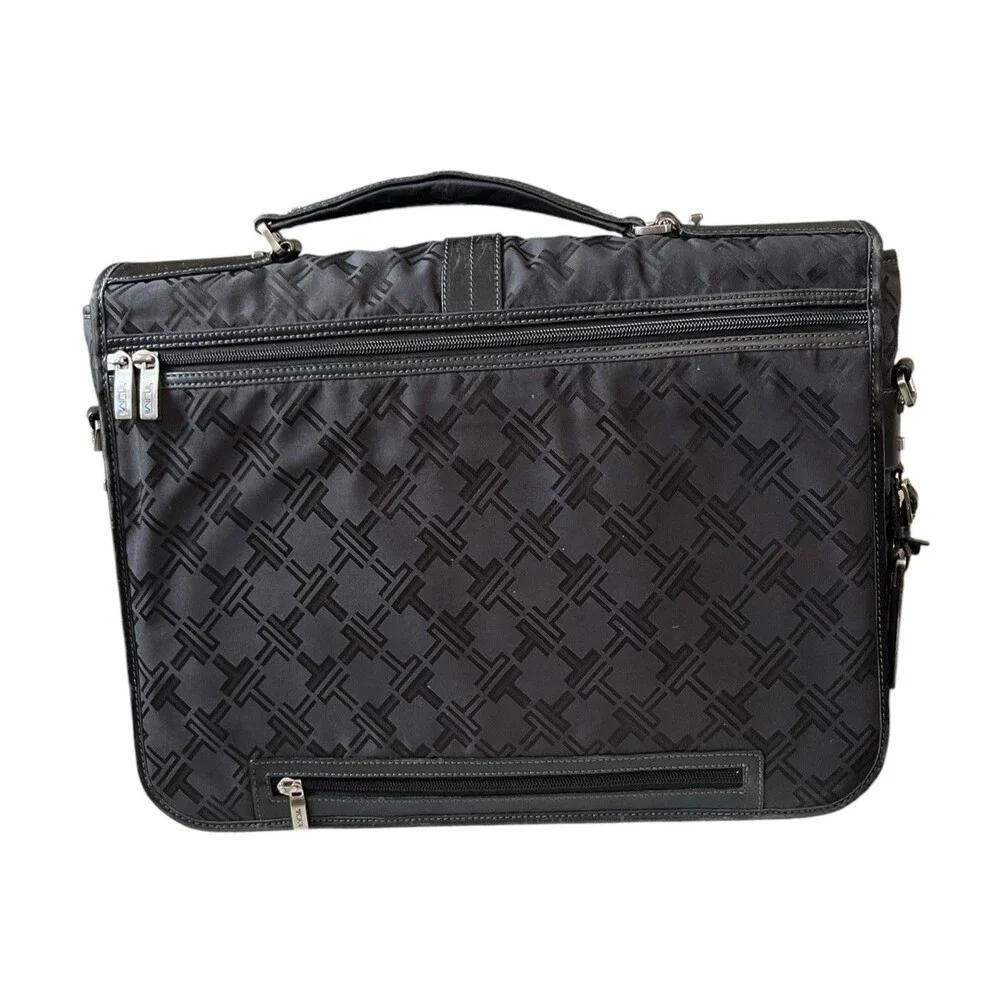 TUMI Signature Monogram T Laptop Bag Messenger Nylon No Shoulder Strap 15 x 12