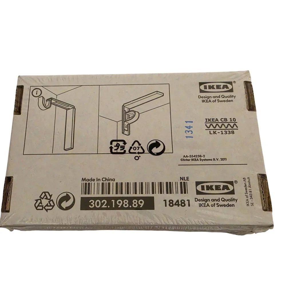 IKEA BETYDLIG Wall‎ Ceiling Curtain Rod Bracket White 302.198.89 Set of 2 NEW