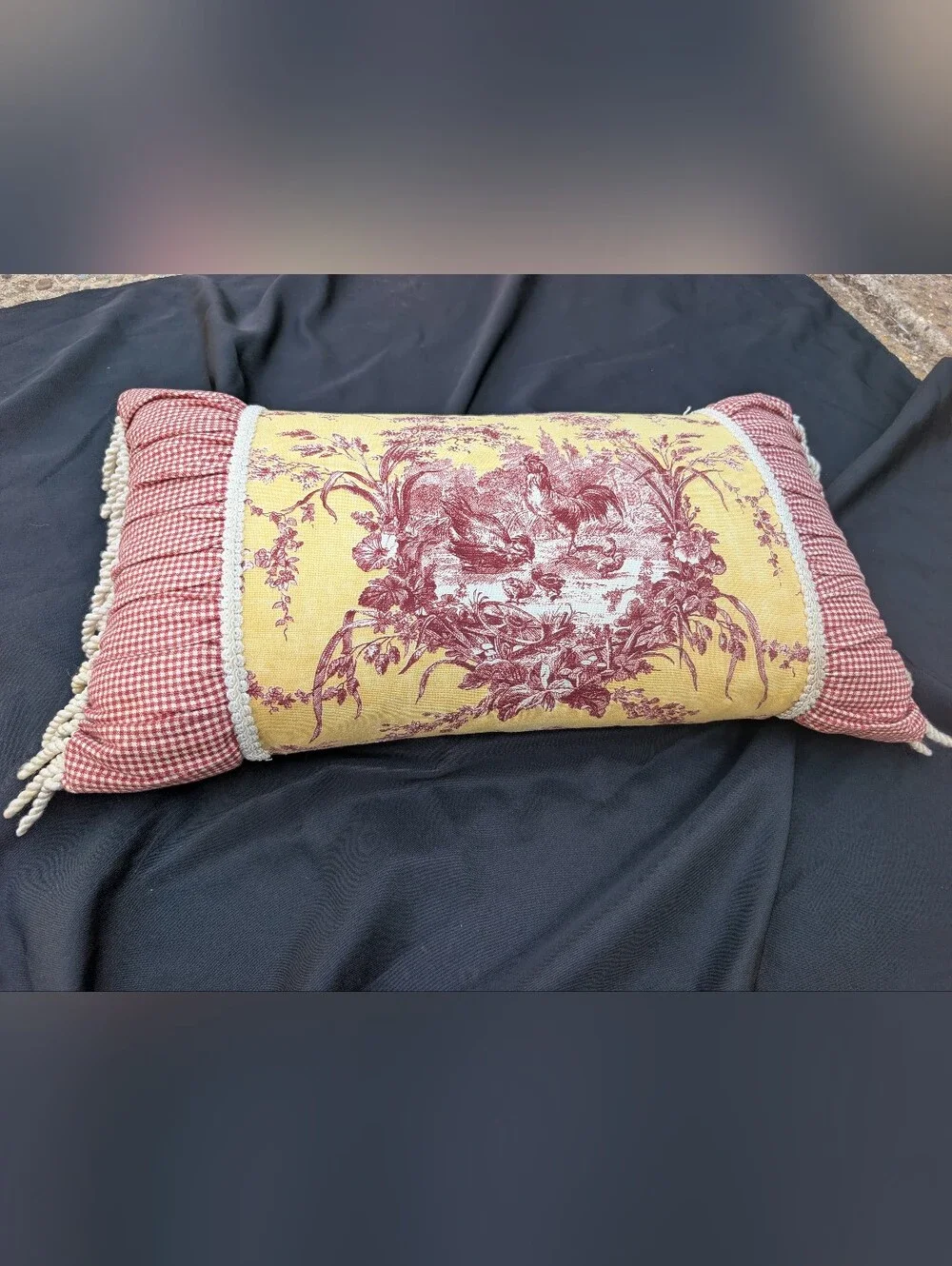 Waverly Toile Throw Pillow, La Petite Ferme Rooster French Country Pillow