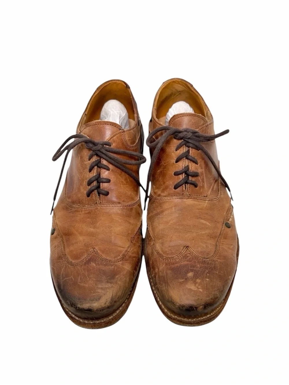 BED STU Brando Leather Wingtip Oxfords Men’s 10 Brown Distressed Cobbler Series