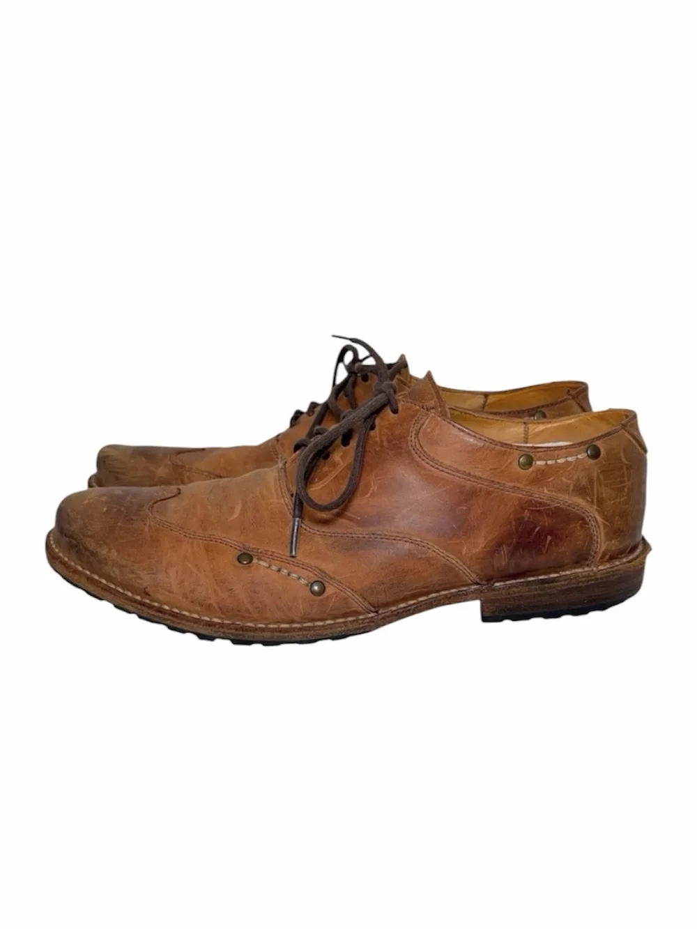 BED STU Brando Leather Wingtip Oxfords Men’s 10 Brown Distressed Cobbler Series