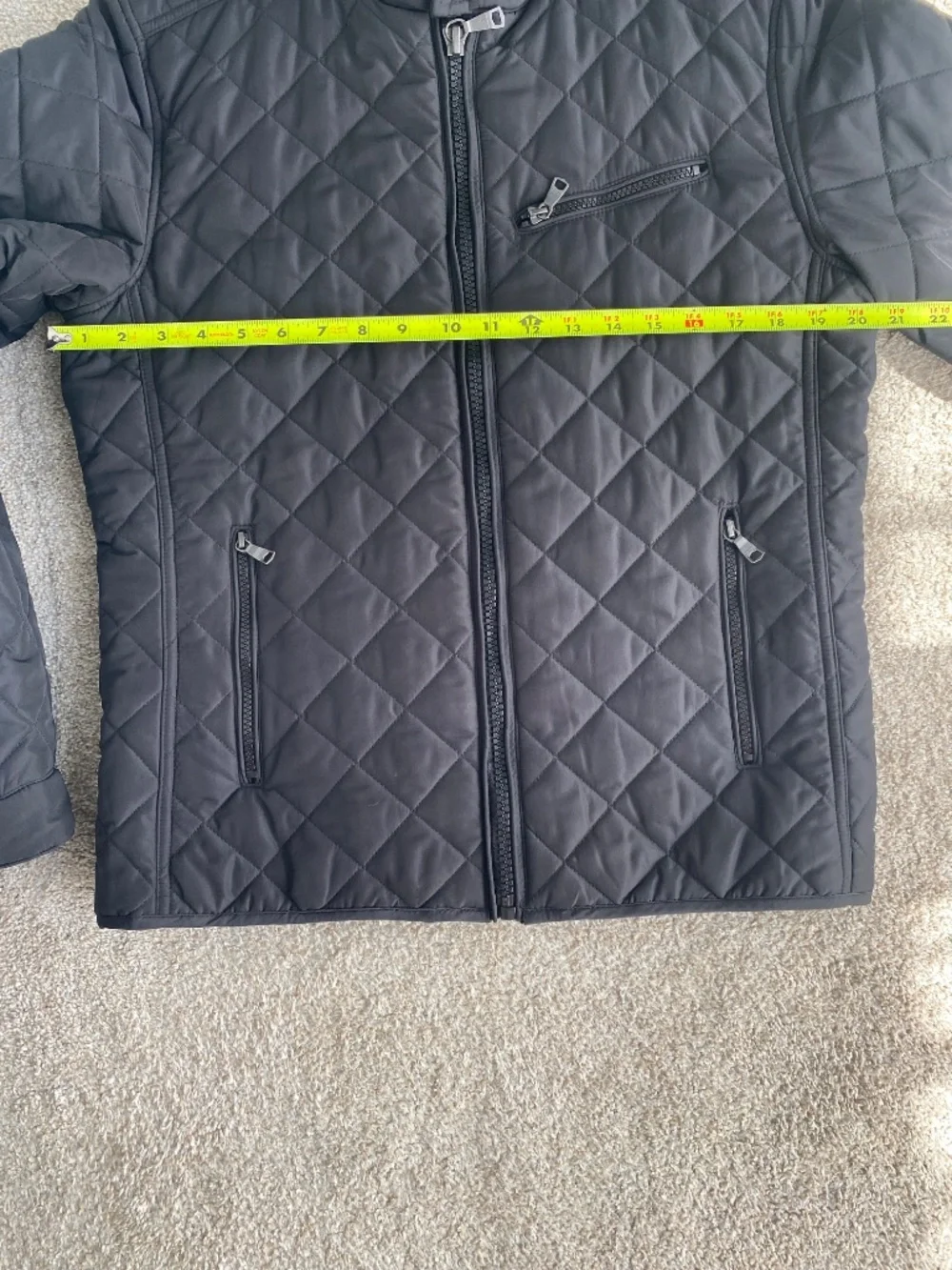 Banana Republic Black Quilted Moto Motorcycle Mock Neck Jacket Sm / Md