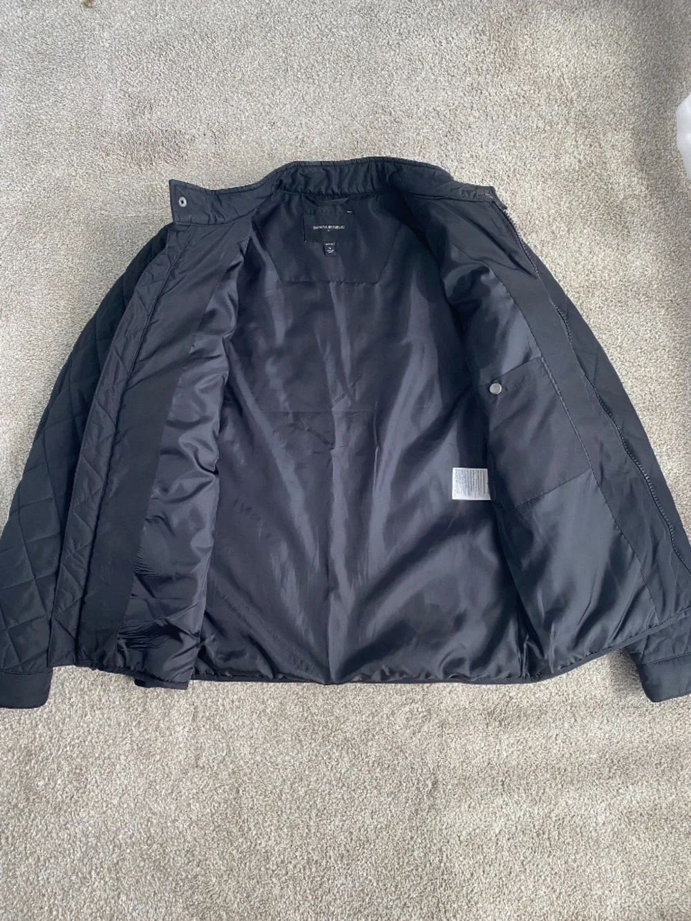 Banana Republic Black Quilted Moto Motorcycle Mock Neck Jacket Sm / Md