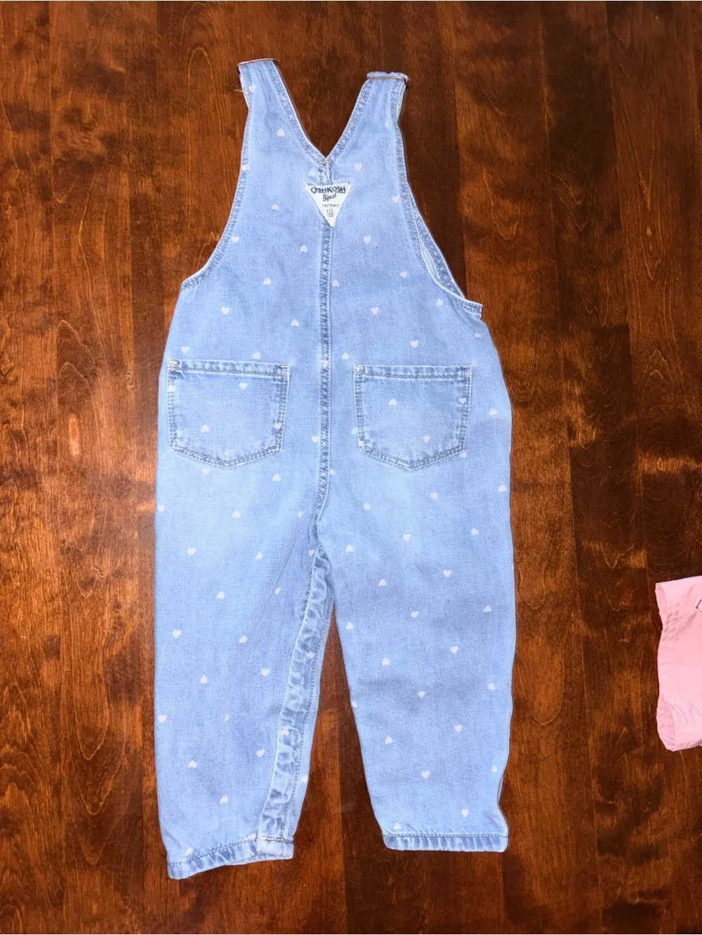 OshKosh B'gosh Light Blue Denim Heart-Print Overalls
