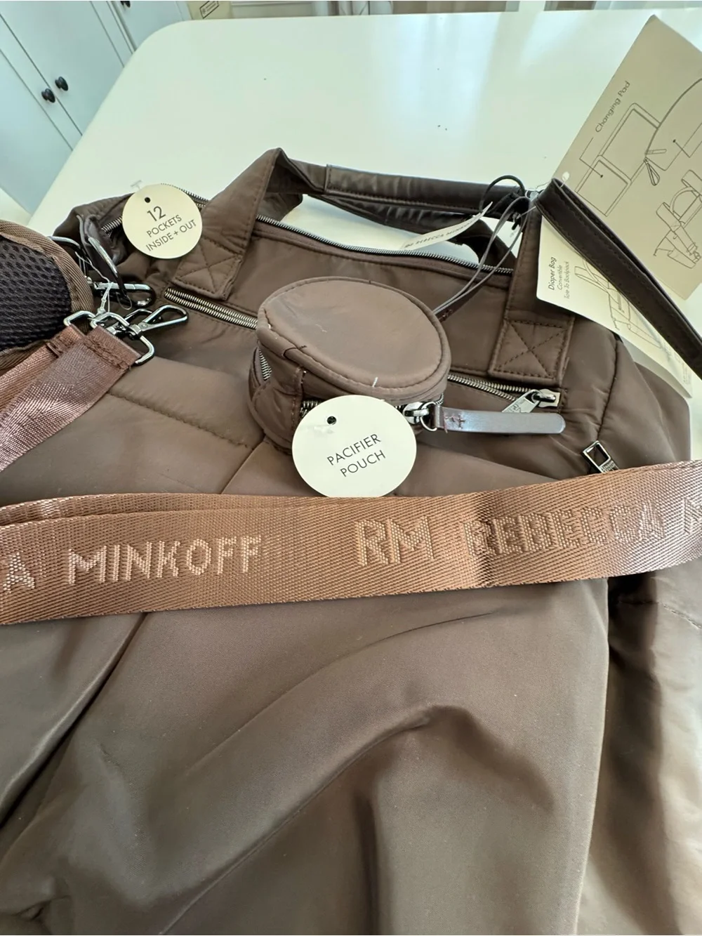 Rebecca Minkoff Brown Convertible Diaper Bag • Backpack • Stroller Bag | Design