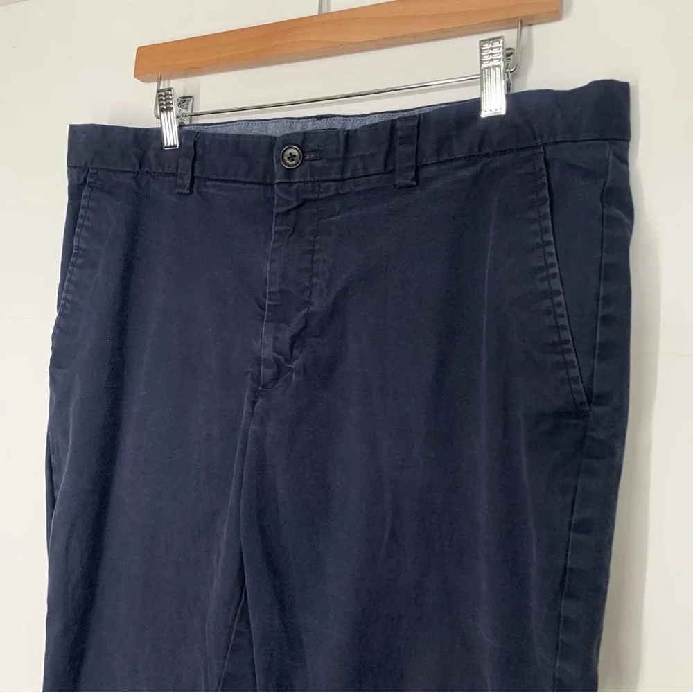 Banana Republic Aiden Chino Pants Flat Front In Navy Blue Straight Leg 36 x 32