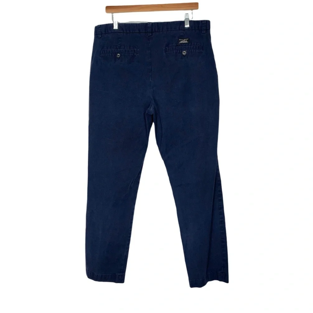 Banana Republic Aiden Chino Pants Flat Front In Navy Blue Straight Leg 36 x 32