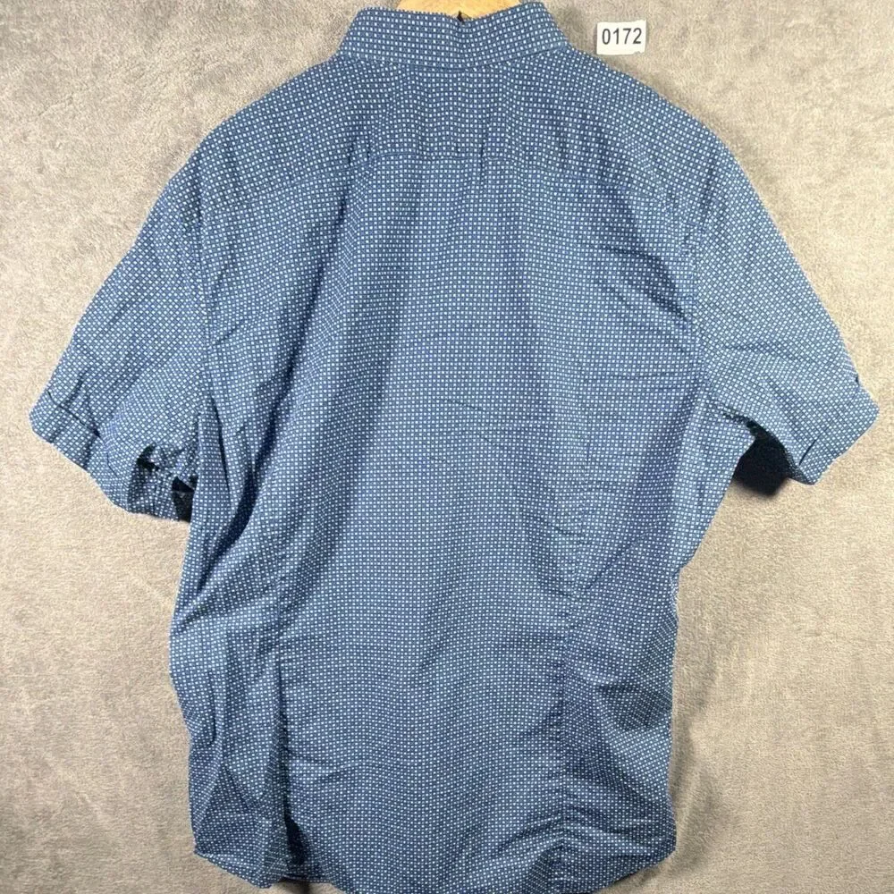 Banana Republic Men’s XL Blue/White Geometric Short Sleeve Button-Down Shirt