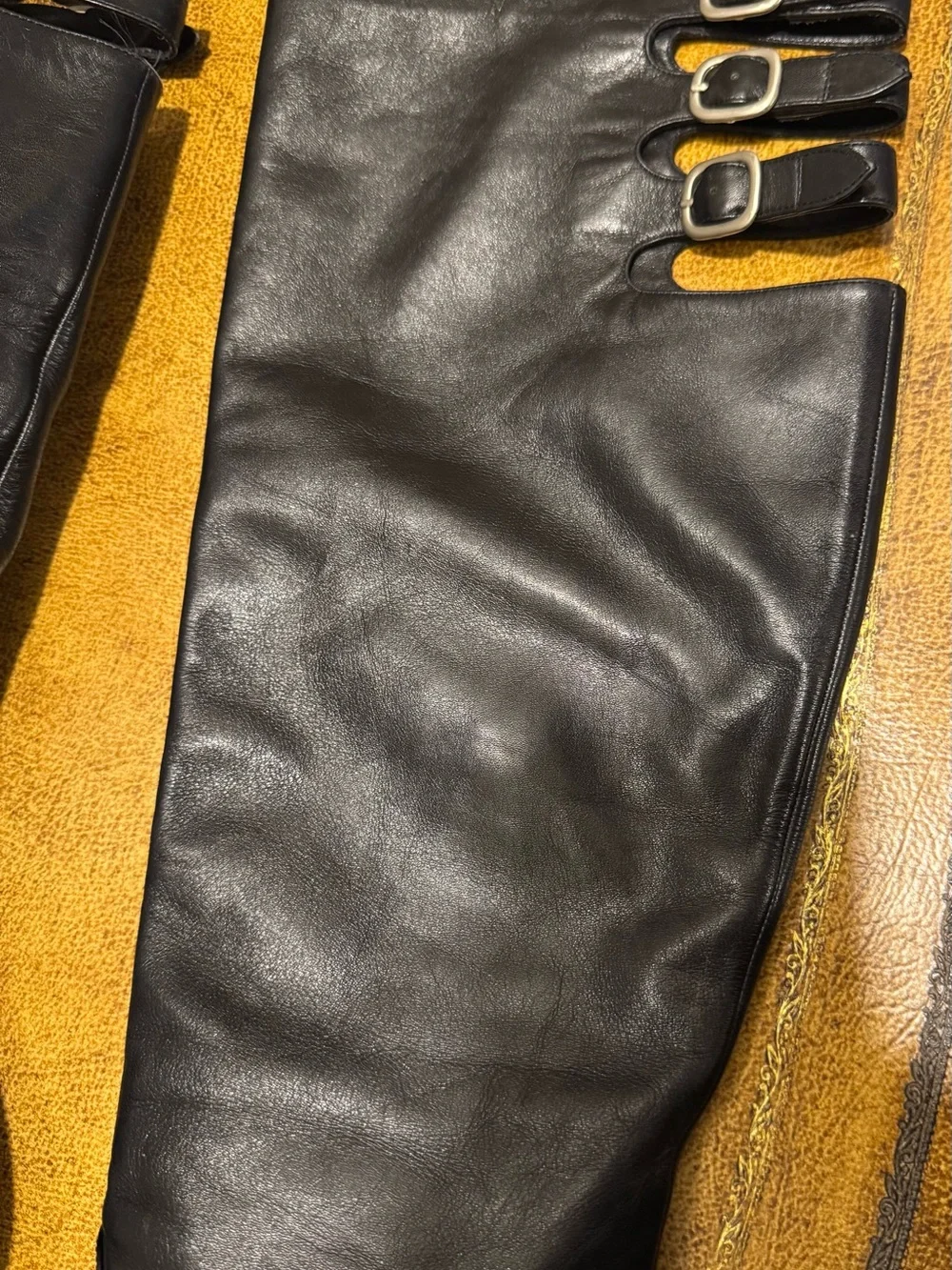 Casadei Black Knee High Leather Boots with Buckle Straps Made in Italy Size 10