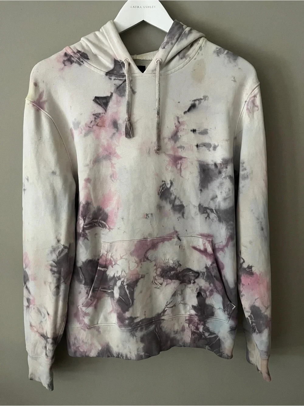 J. Crew Pink & Gray Tie-Dye Hooded Sweater
