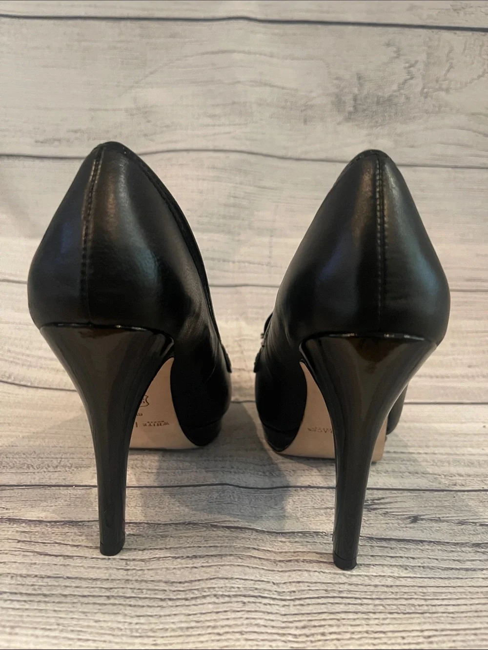 White House Black Market Black Patent Tassel Platform Loafers