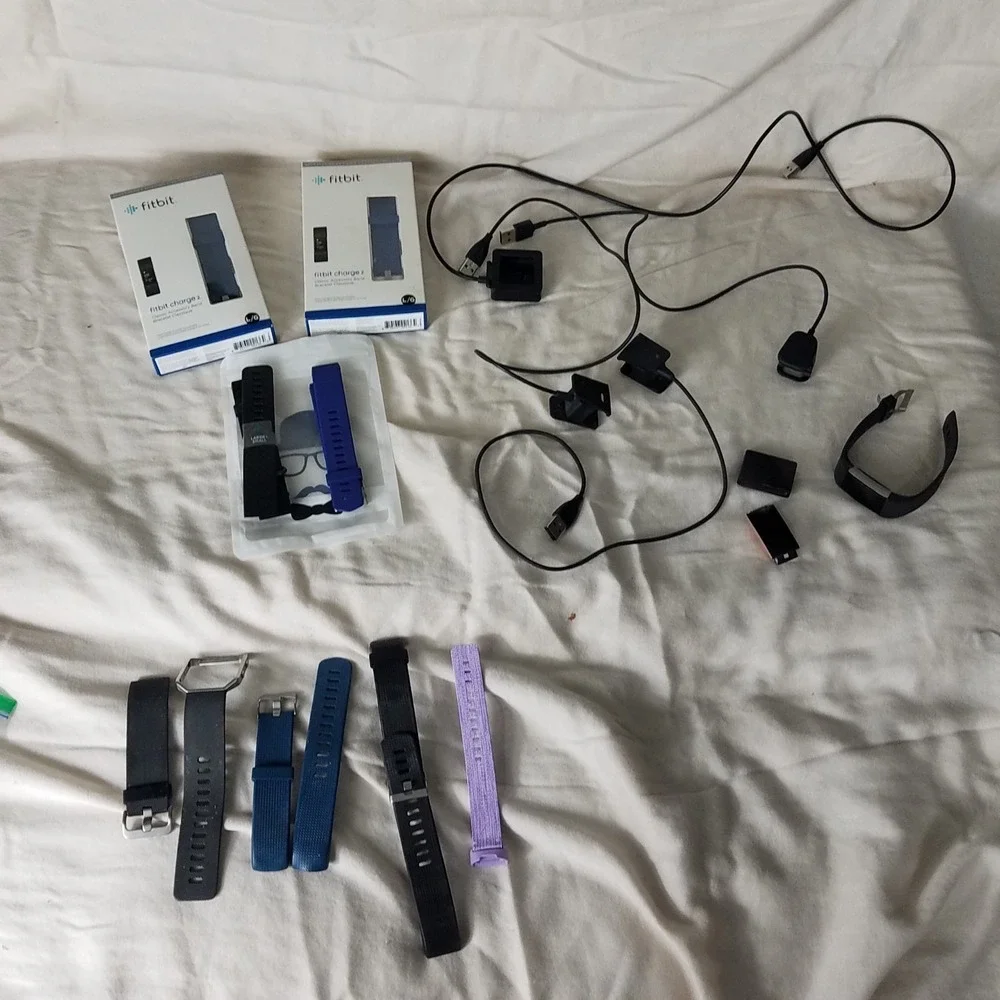Fitbit Charge 2 Activity Tracker Lot Unisex OSFM Black Good Mixed Parts Bundle