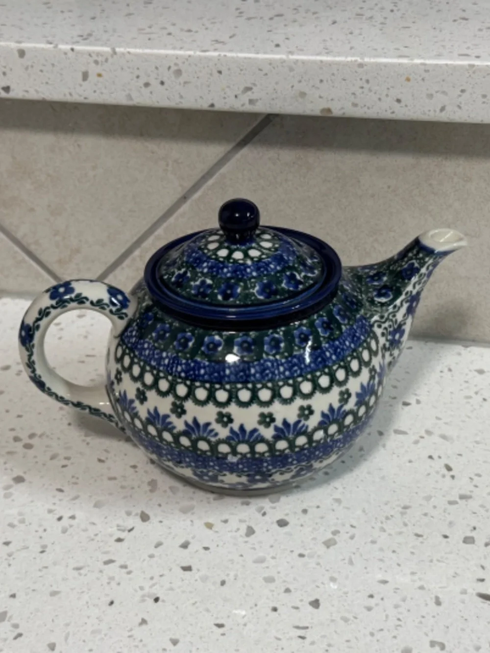 Polish Pottery “Peacock Eye” Mini Teapot