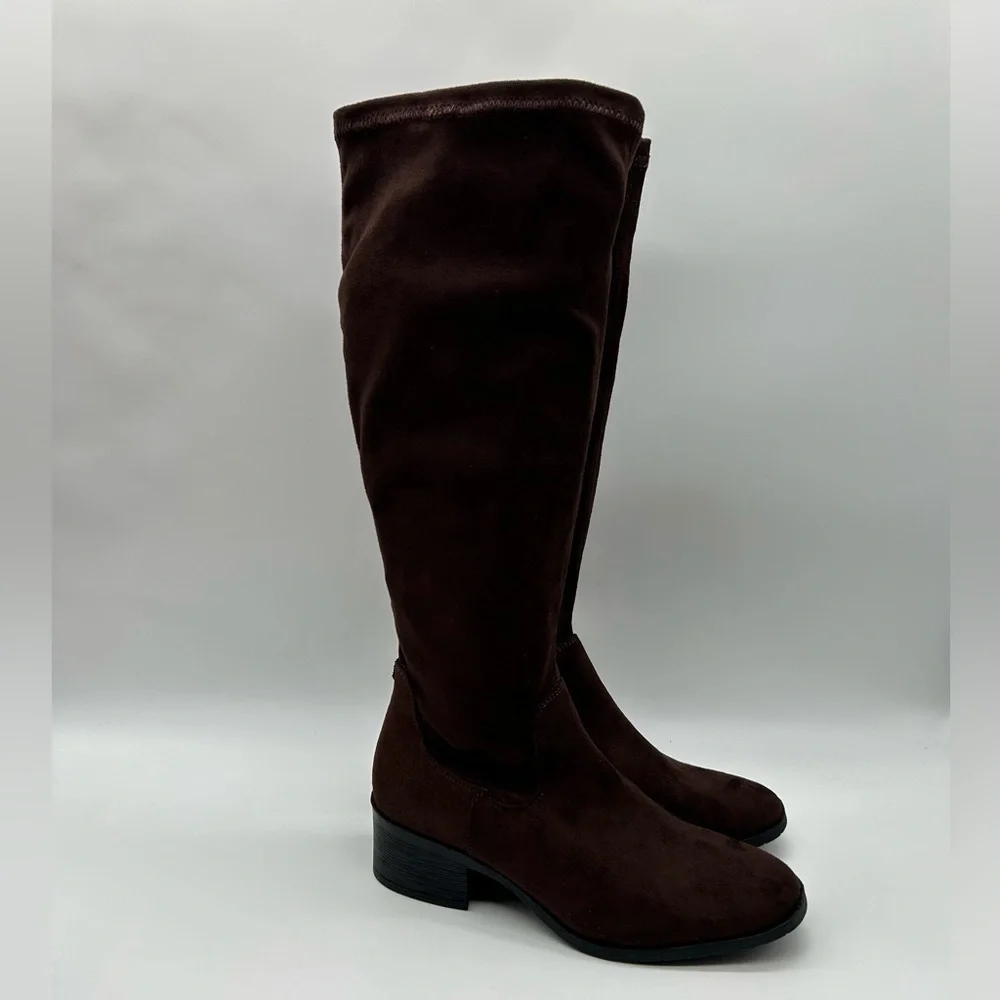 Kenneth Cole New York Stanford Brown Vegan Knee-High Boots Size 7.5 New With Box