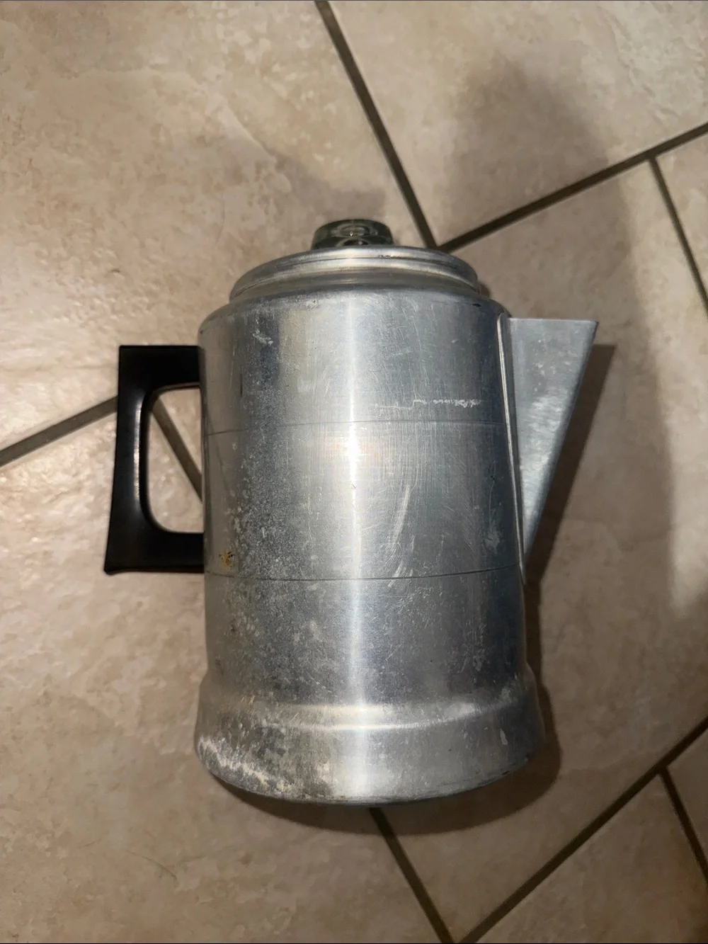 Vintage Comet Aluminum Coffee Percolator with Black Handle - Silver