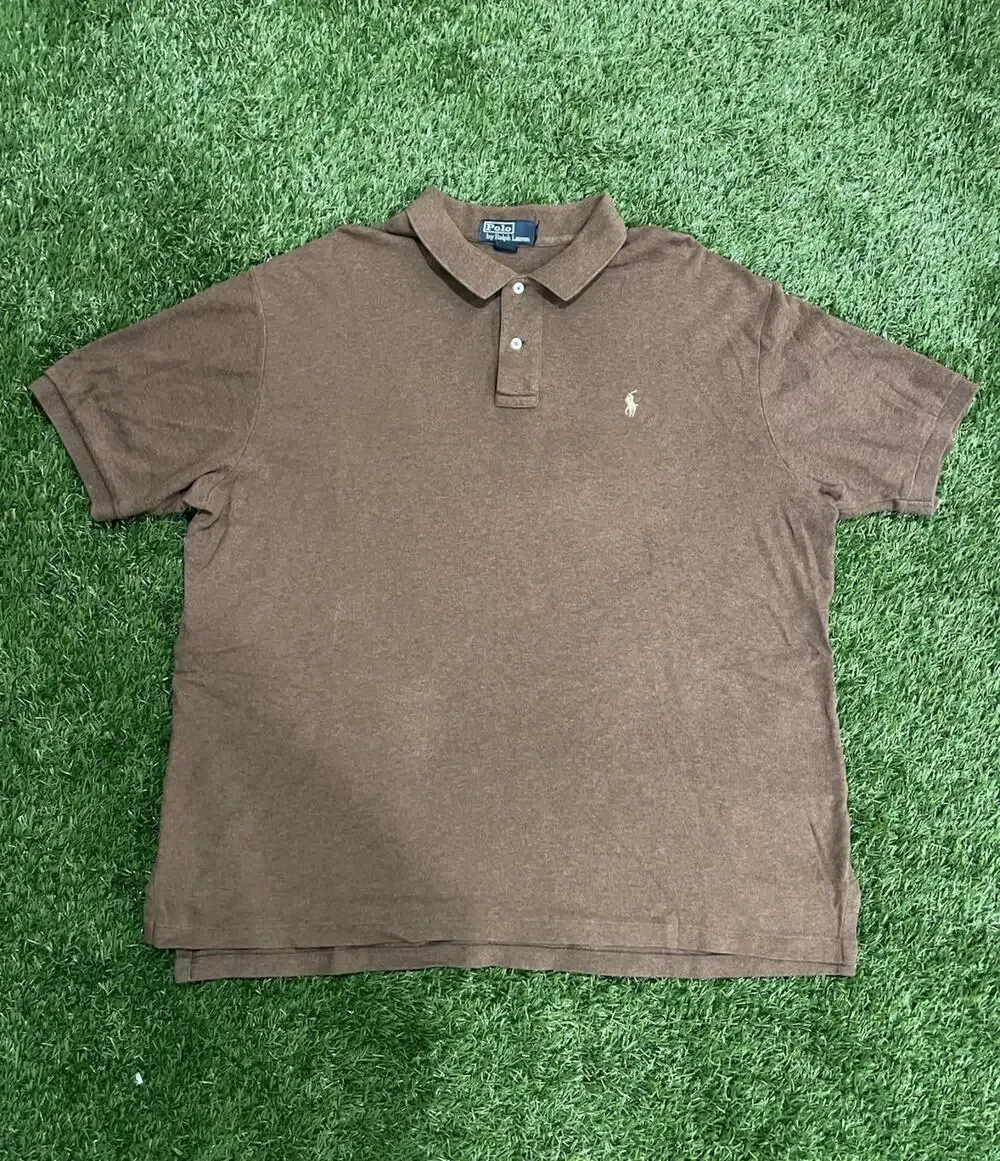 Polo Ralph Lauren Shirt Mens XXL Brown Pique Cotton Short Sleeve Casual Pony