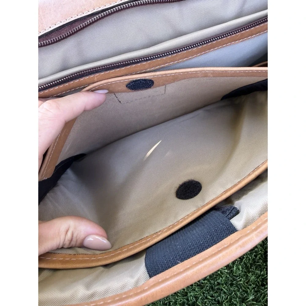 Vintage Korchmar Tan Leather Briefcase Double Buckle Business Work Bag