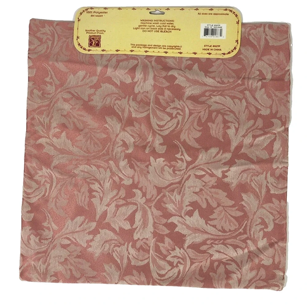 Pink Pillow Cushion Covers Zip Floral 16” Square Pink Cream Brocade Set of Four