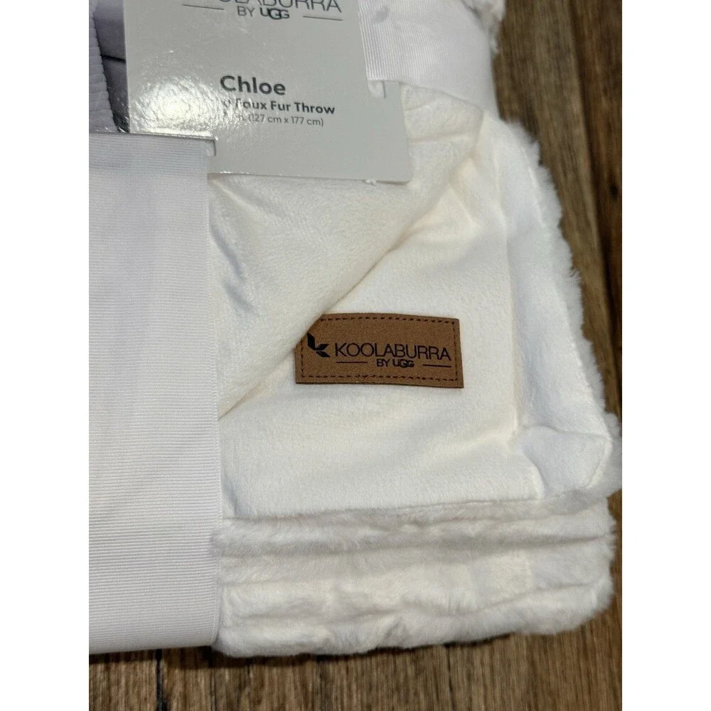NEW Koolaburra By Ugg Chloe Faux Fur Throw Blanket 50”x 70” White (Various )
