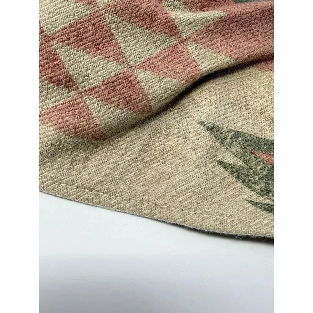 Vintage RALPH LAUREN WHITE SANDS Southwestern Green Pink FULL Bedskirt 15.5”