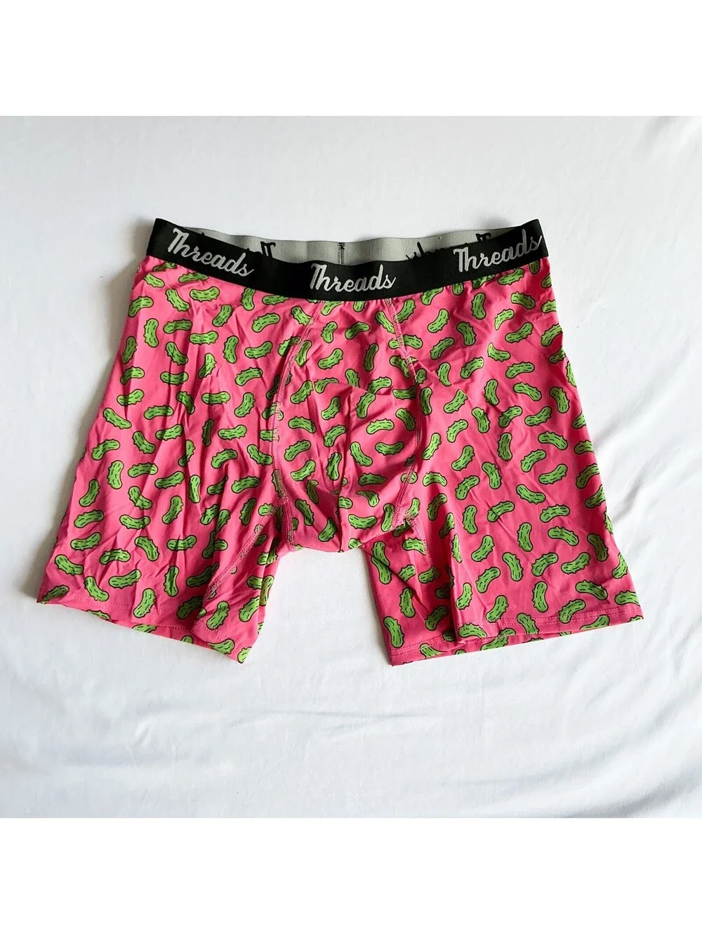 Threads Pink Boxer Briefs with Green Pickle Cartoon Fun Print Mens Size XXL