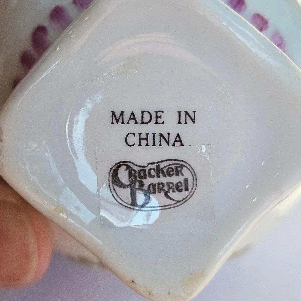 Cracker Barrel Porcelain Miniature Teapot Floral Rose Purple‎ Gold Trim Decor