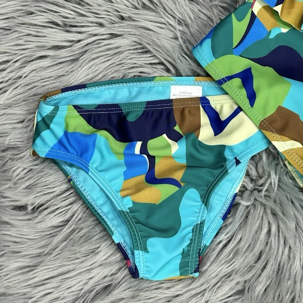 Girls 2-Piece Tankini & Bikini Swim Set Abstract Multicolor UPF 50+ 3T