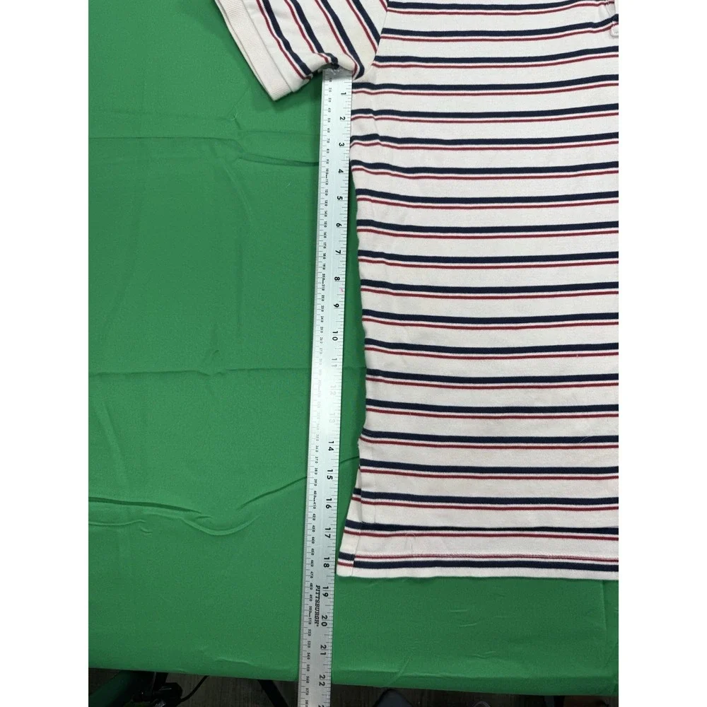 Polo Ralph‎ Lauren Mens Medium Striped Polo Shirt White Red Blue Cotton Classic