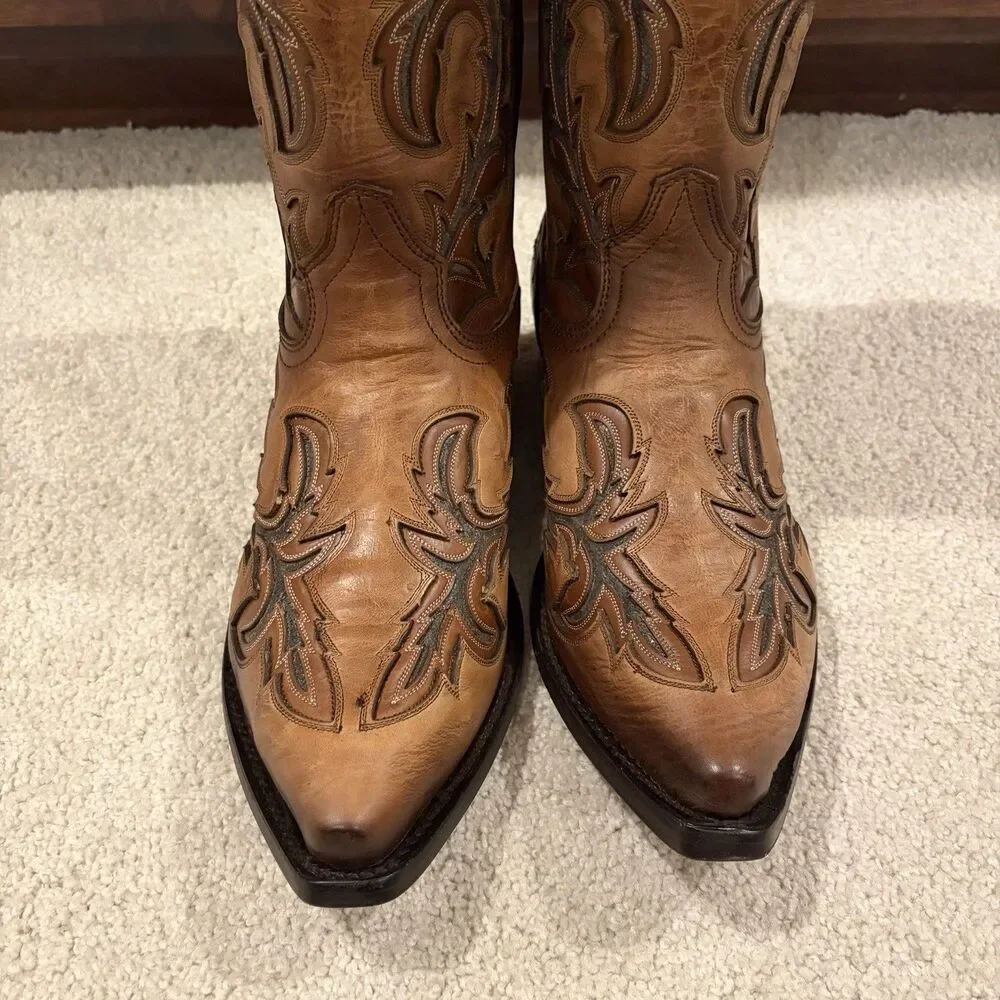 NIB Corral Men’s Honey Grey Inlay Embroidered Western Boots Leather 10 EE (wide)