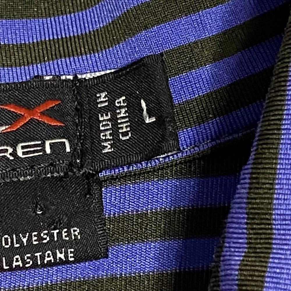 RLX Ralph Lauren Polo Shirt Mens Large Purple Stripe‎ Performance Golf Stretch