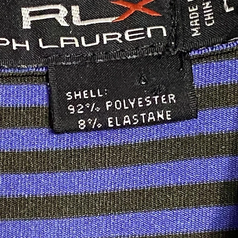 RLX Ralph Lauren Polo Shirt Mens Large Purple Stripe‎ Performance Golf Stretch