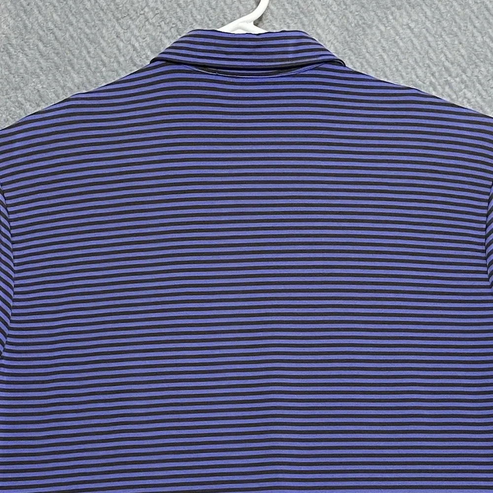 RLX Ralph Lauren Polo Shirt Mens Large Purple Stripe‎ Performance Golf Stretch