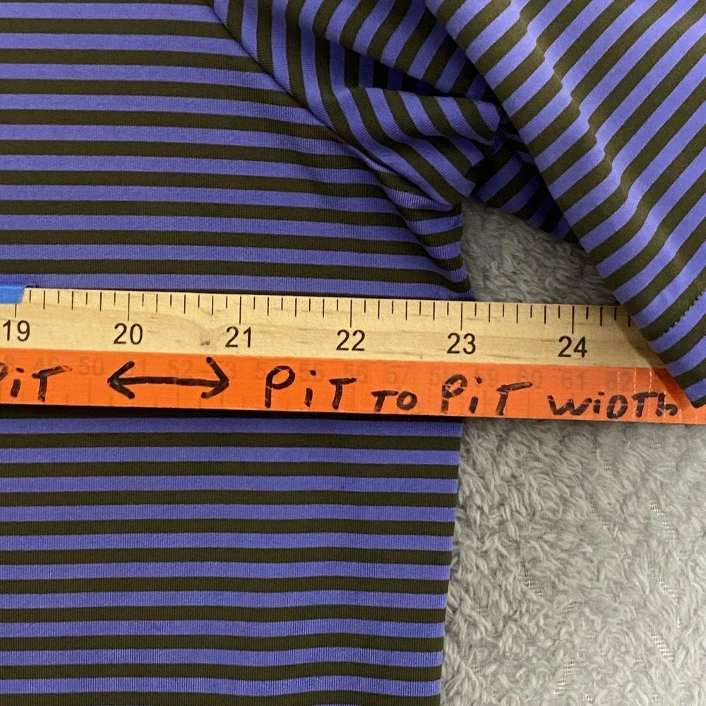 RLX Ralph Lauren Polo Shirt Mens Large Purple Stripe‎ Performance Golf Stretch