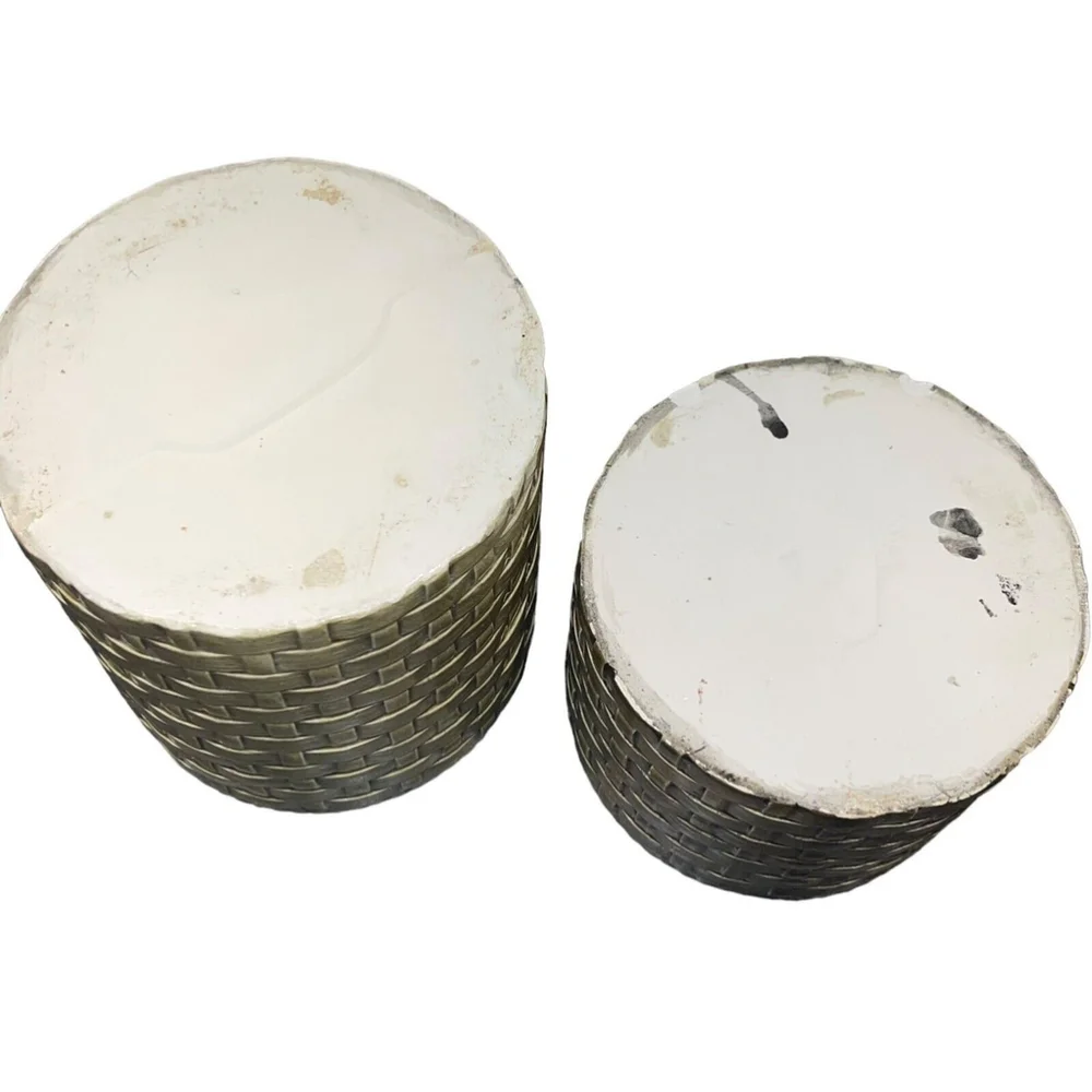 Vintage MCM‎ Green Woven Pot Planter Setof 2, 5