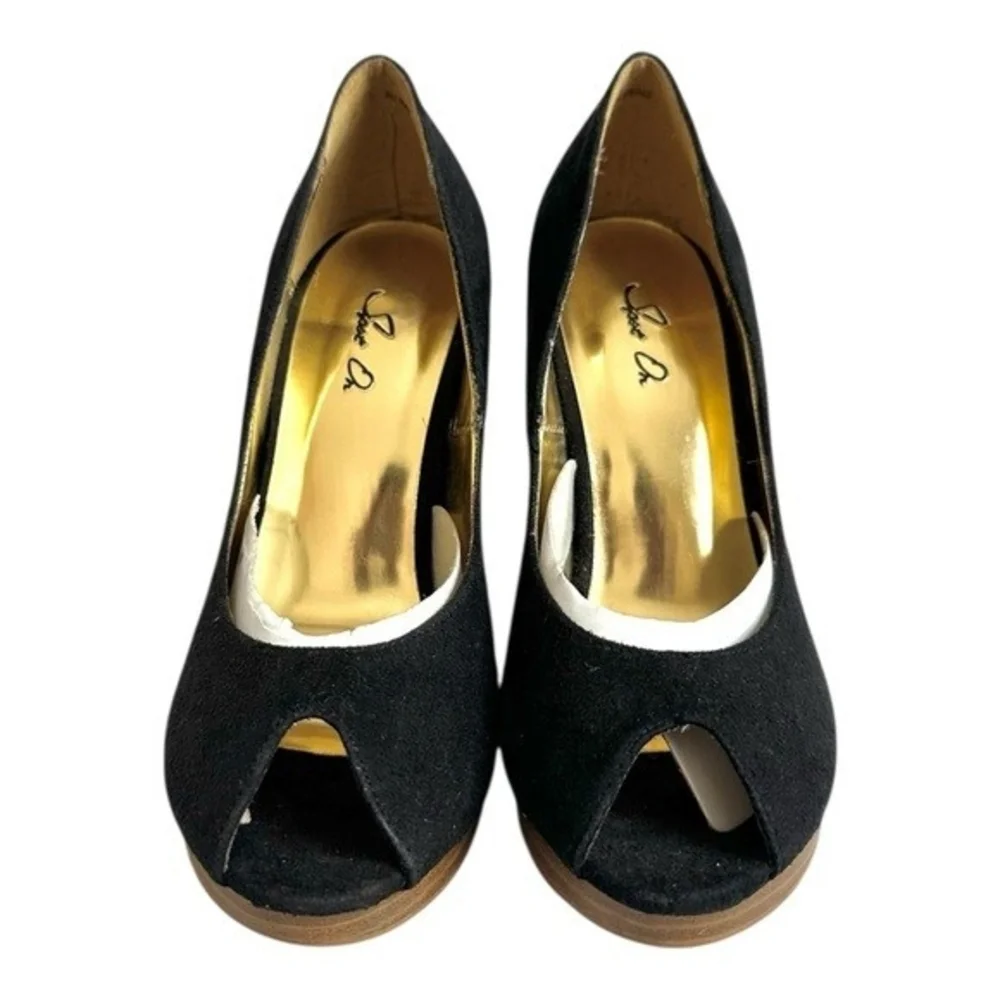 Spot On Athena Black Peep Toe Heels Womens High Heel Sandals 4