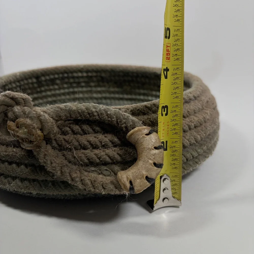 Vintage Handmade Rustic Coiled Rope Basket Primitive Farmhouse 9.5in Natural
