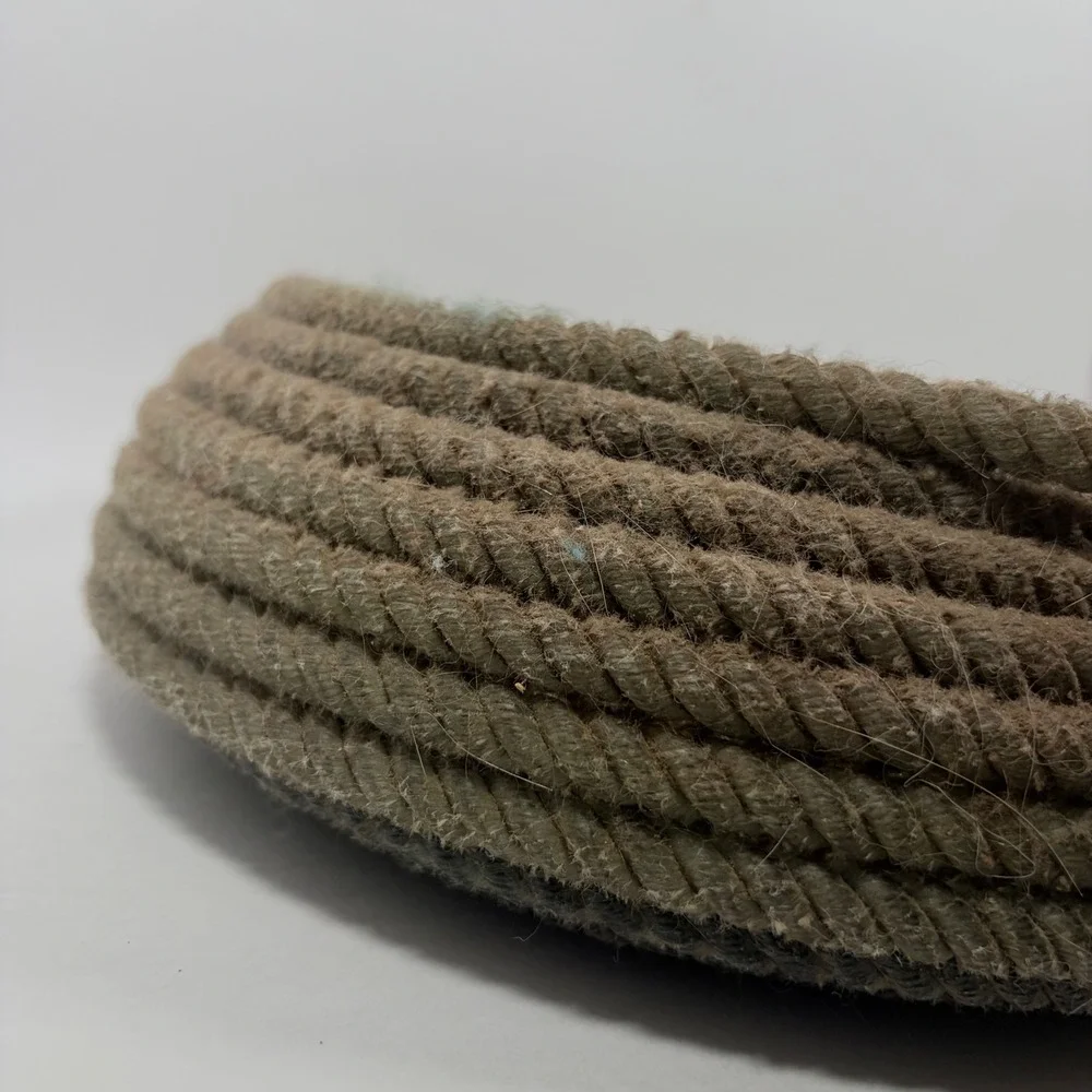 Vintage Handmade Rustic Coiled Rope Basket Primitive Farmhouse 9.5in Natural