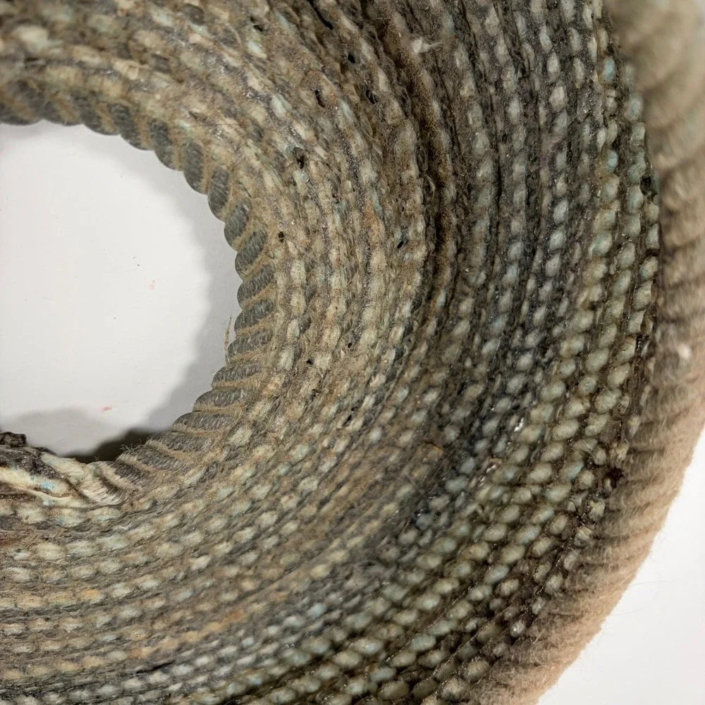 Vintage Handmade Rustic Coiled Rope Basket Primitive Farmhouse 9.5in Natural