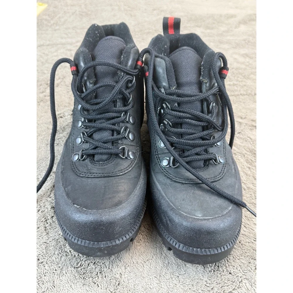 Lorena Black Leather Hiking Boots Ankle Utility Lug Sole Lace Up Mens 7M‎