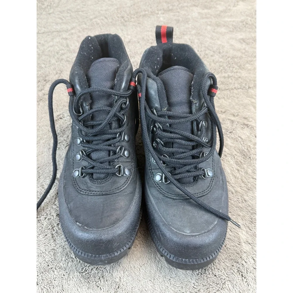 Lorena Black Leather Hiking Boots Ankle Utility Lug Sole Lace Up Mens 7M‎