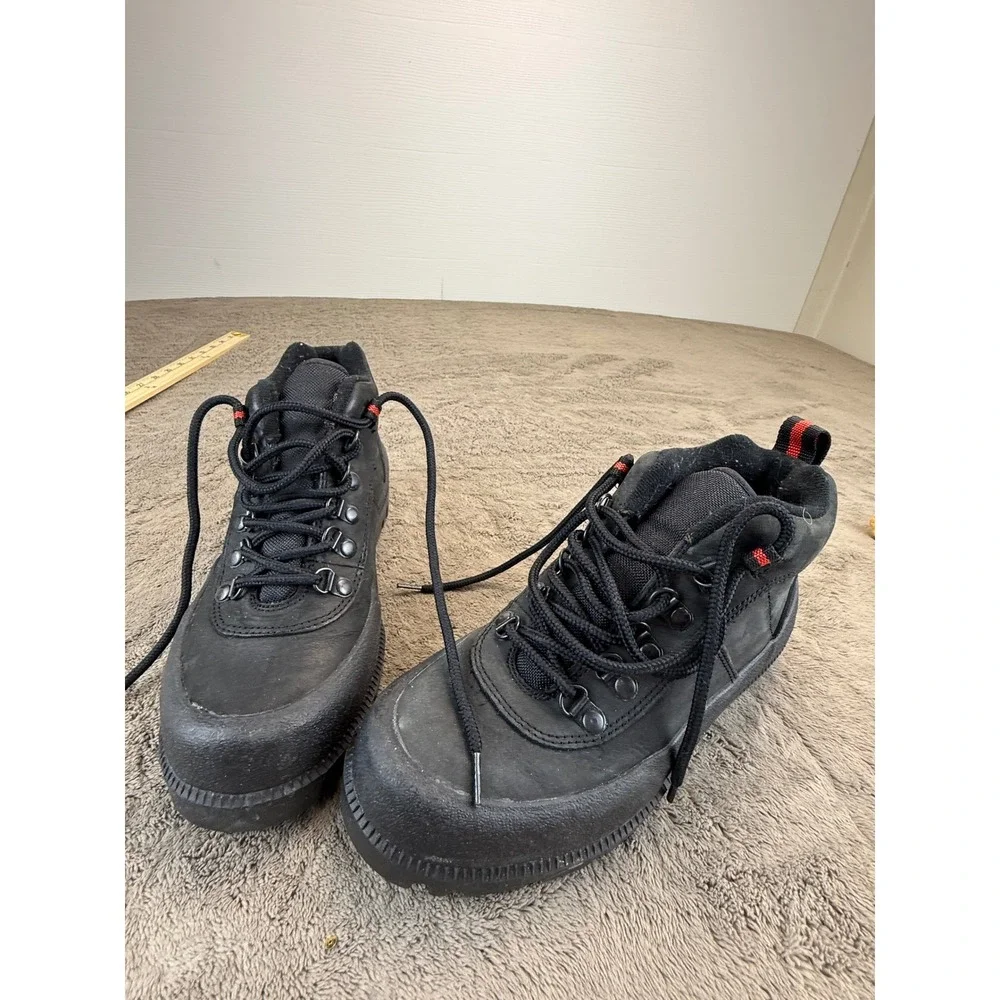 Lorena Black Leather Hiking Boots Ankle Utility Lug Sole Lace Up Mens 7M‎