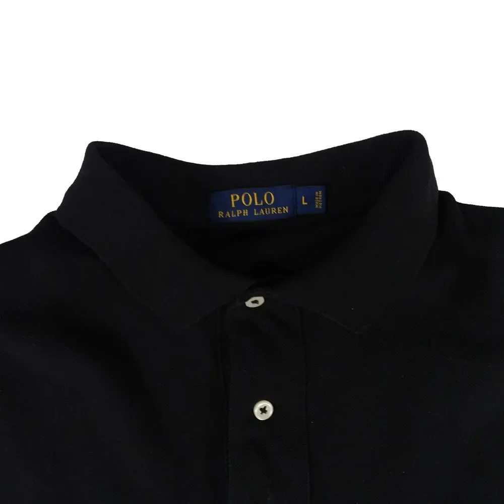 Ralph Lauren Cotton Long Sleeve Black Red Pony Golf Polo Shirt Men's Large
