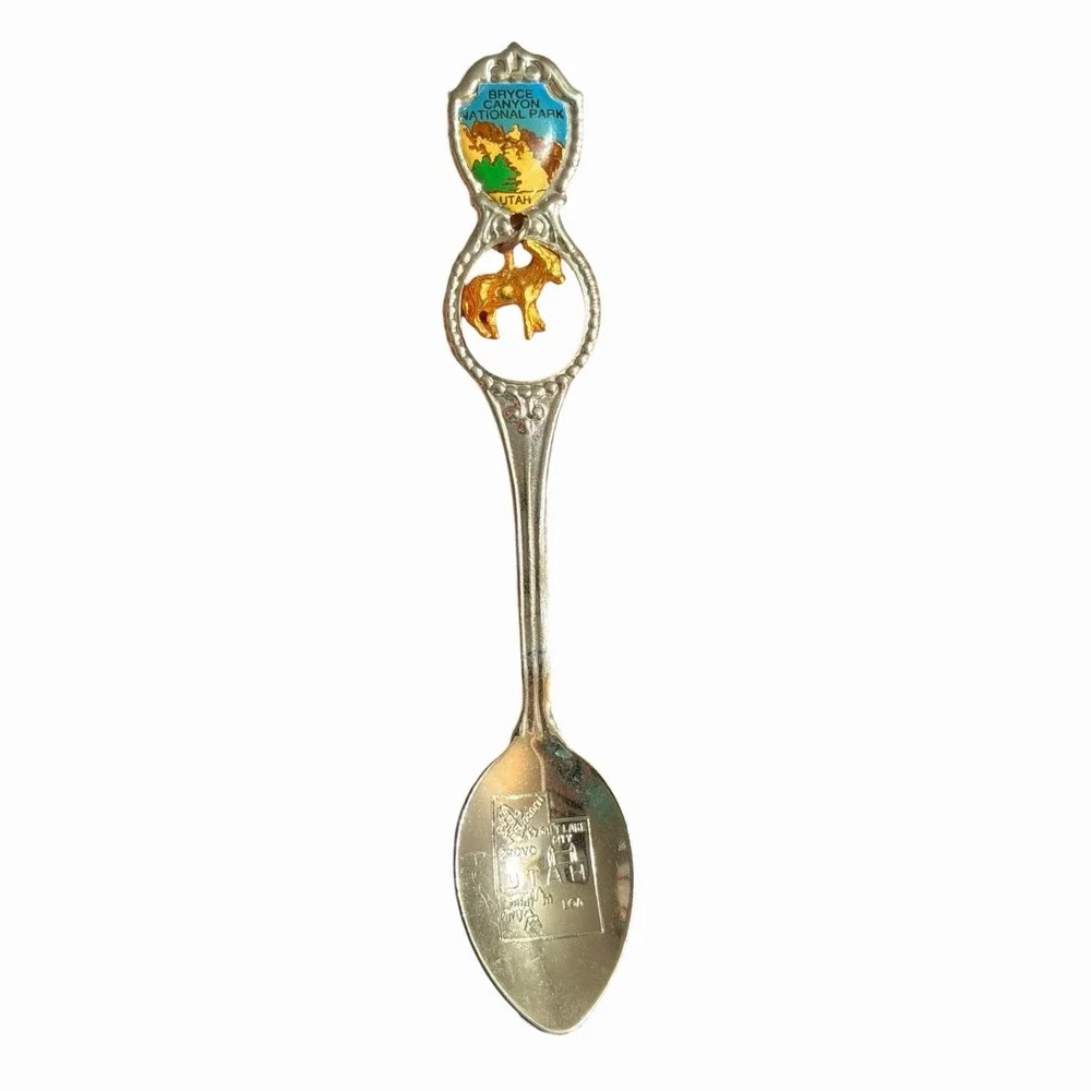 Vintage‎ Bryce Canyon National Park Utah Souvenir Spoon Goat Charm Silver Tone