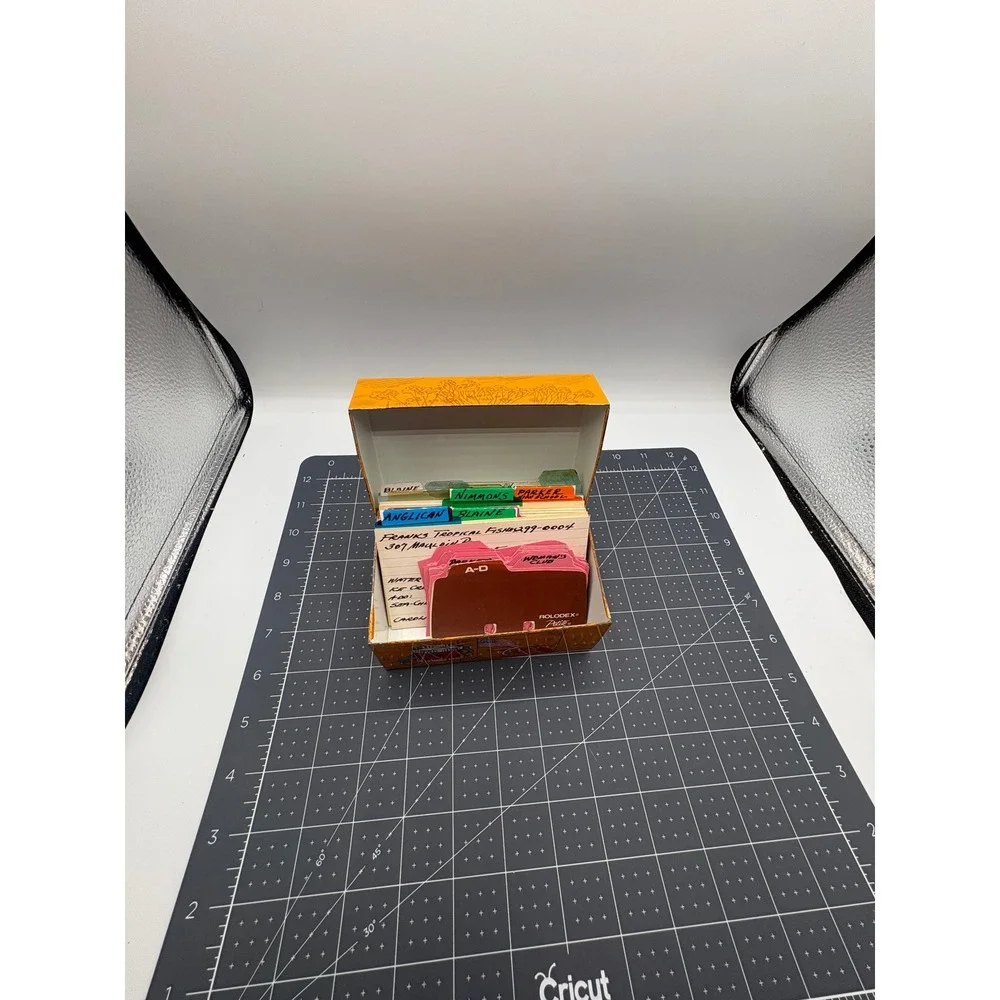 Vintage Syndicate Mfg Americana Metal Index Card Box Orange‎ Eagle Liberty Bell