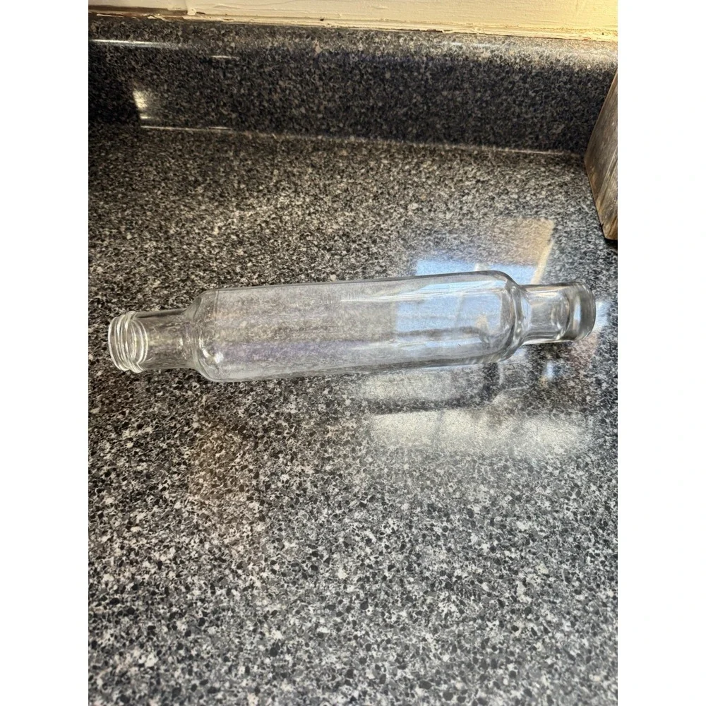 Vintage Clear Glass Rolling Pin No Cap Baking Kitchen Pastry Farmhouse 14