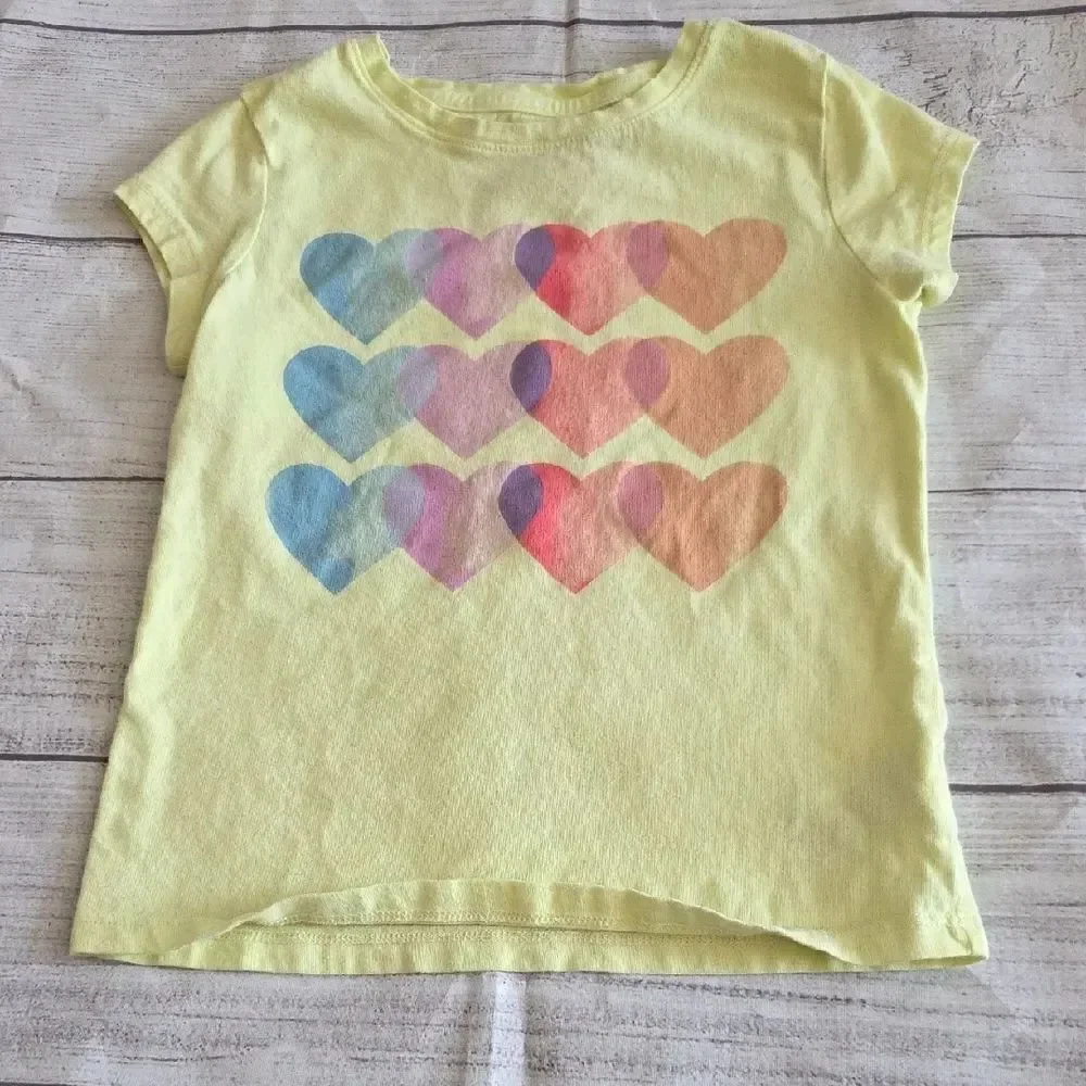 GAP Yellow and Blue Heart Pattern Short Sleeve Tee