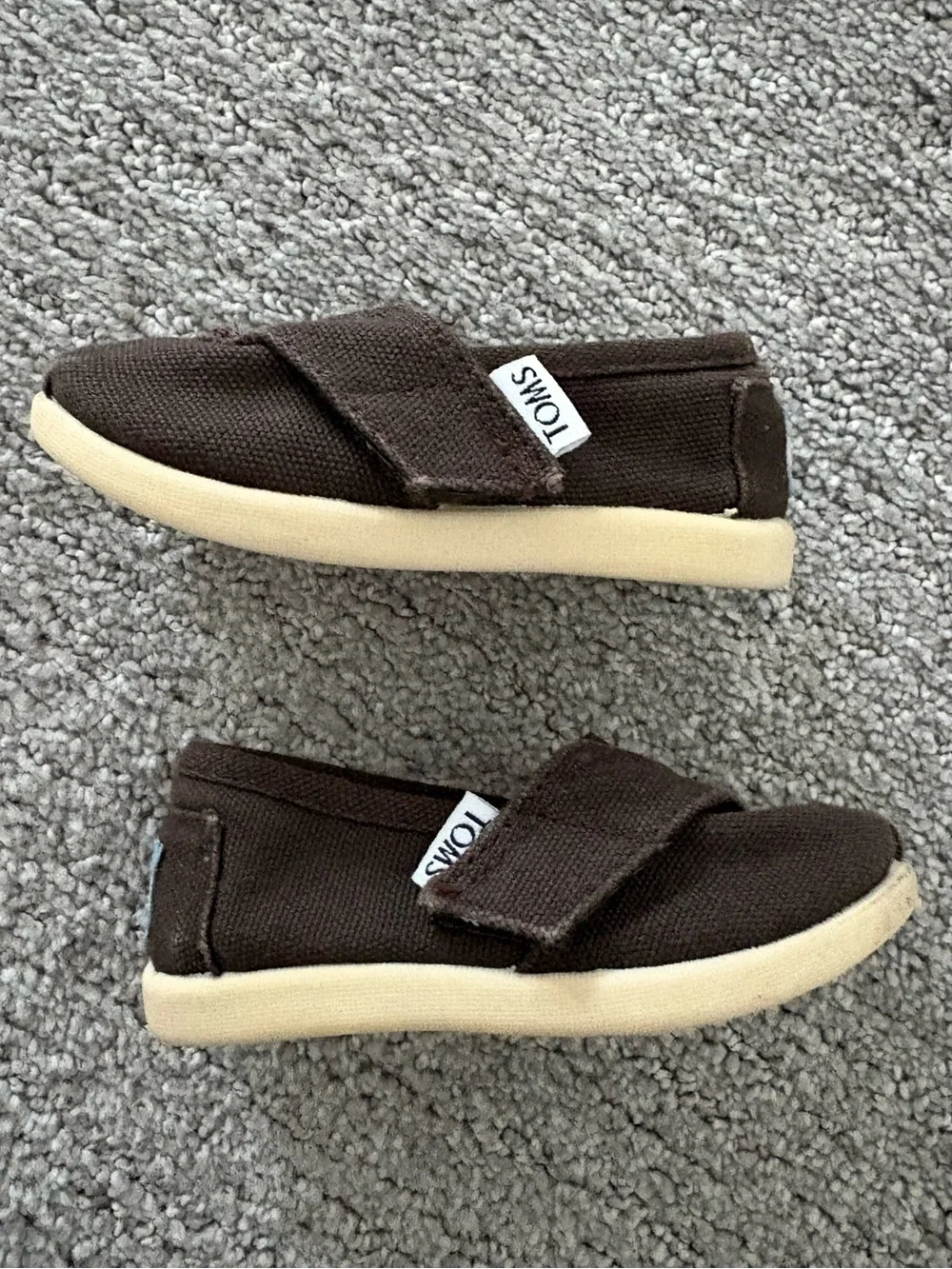 TOMS Classic Canvas Slip-On Shoes in Brown: baby/toddler size 4