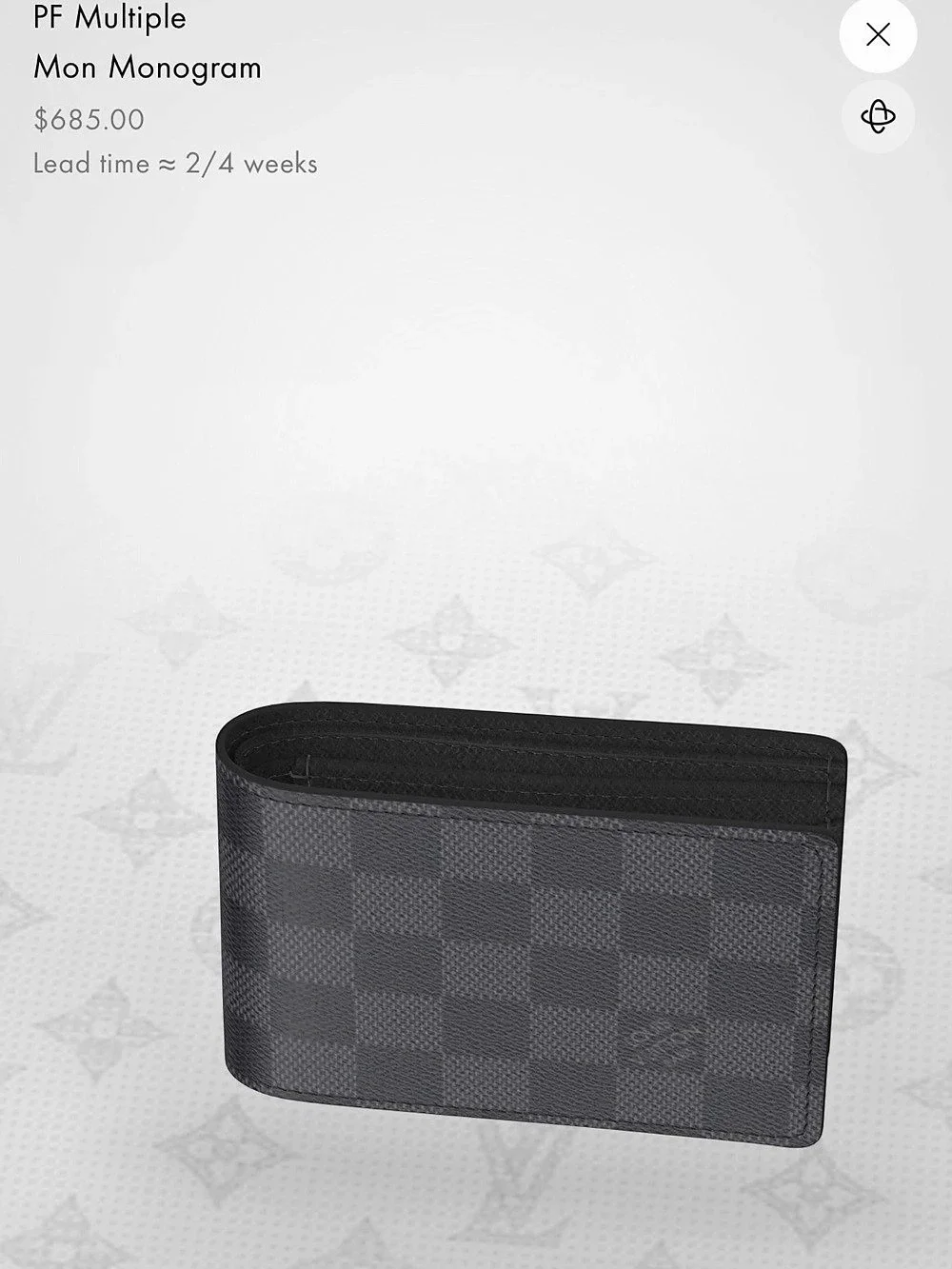 Louis Vuitton Multiple Wallet Checkered Black Like New