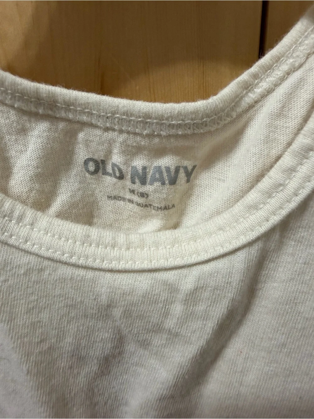 Old Navy Cream Tank with Pink & Green Butterfly Graphic