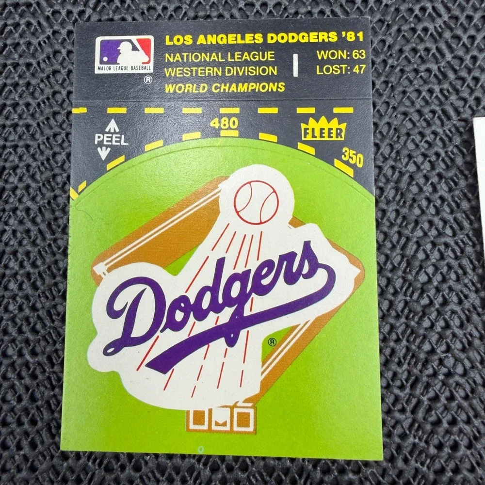 Vintage 80's Fleer Los Angeles Dodgers Sticker Card Lot 3pc